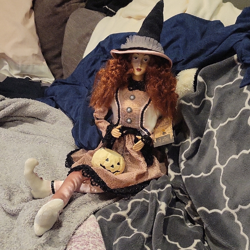 Gorgeous Handmade Witch Doll 24 Inch with Pumpkin and Hat/ New W/ Tag